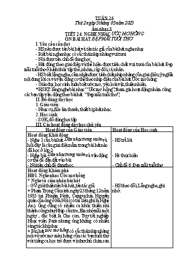 Giáo án Âm nhạc + Đạo đức Tiểu học (Kết nối tri thức) - Tuần 25 - Năm học 2024-2025