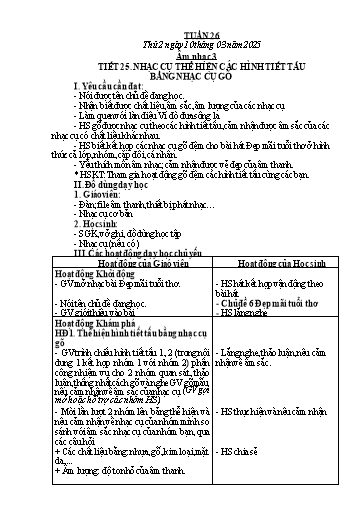 Giáo án Âm nhạc + Đạo đức Tiểu học (Kết nối tri thức) - Tuần 26 - Năm học 2024-2025