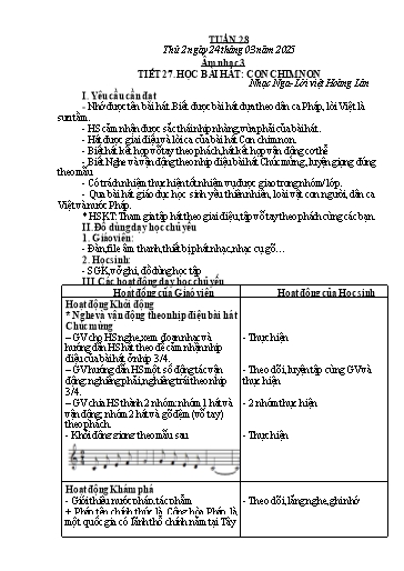 Giáo án Âm nhạc + Đạo đức Tiểu học (Kết nối tri thức) - Tuần 28 - Năm học 2024-2025