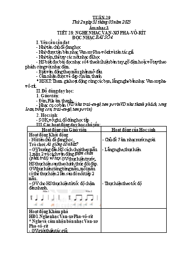 Giáo án Âm nhạc + Đạo đức Tiểu học (Kết nối tri thức) - Tuần 29 - Năm học 2024-2025