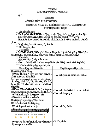 Giáo án Âm nhạc + Đạo đức Tiểu học (Kết nối tri thức) - Tuần 6 - Năm học 2024-2025