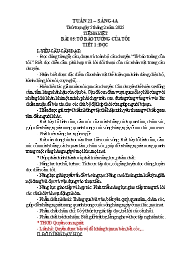 Giáo án các môn Lớp 4 - Tuần 21 - Năm học 2024-2025