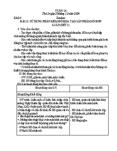 Giáo án Công nghệ + Tin học Lớp 3+4+5 - Tuần 16 - Năm học 2024-2025