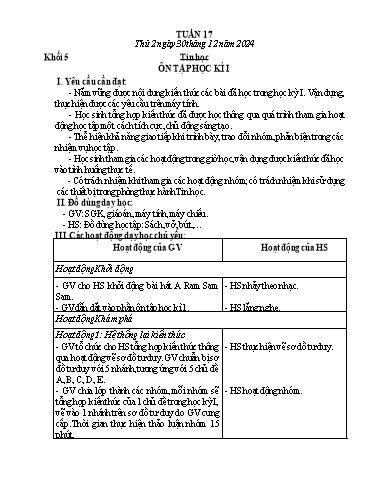 Giáo án Công nghệ + Tin học Lớp 3+4+5 - Tuần 17 - Năm học 2024-2025