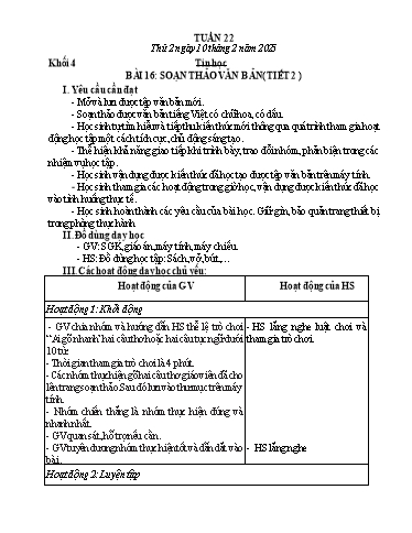 Giáo án Công nghệ + Tin học Lớp 3+4+5 - Tuần 22 - Năm học 2024-2025