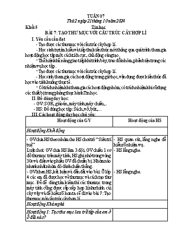 Giáo án Công nghệ + Tin học Lớp 3+4+5 - Tuần 7 - Năm học 2024-2025