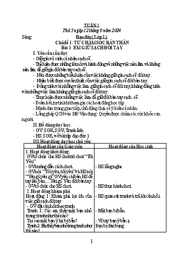 Giáo án Đạo đức + Mĩ thuật + Tiếng Việt Tiểu học - Tuần 1 - Năm học 2024-2025