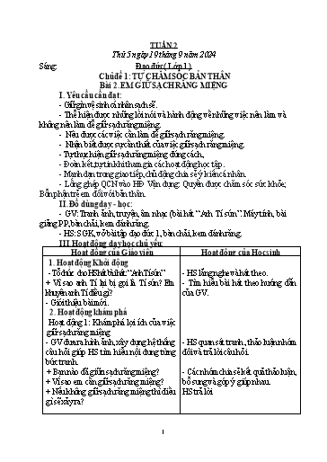 Giáo án Đạo đức + Mĩ thuật + Tiếng Việt Tiểu học - Tuần 2 - Năm học 2024-2025