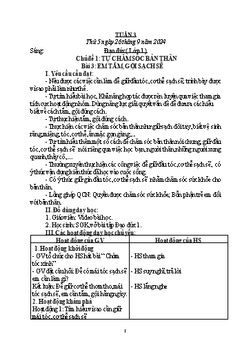 Giáo án Đạo đức + Mĩ thuật + Tiếng Việt Tiểu học - Tuần 3 - Năm học 2024-2025