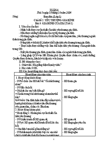 Giáo án Đạo đức + Mĩ thuật + Tiếng Việt Tiểu học - Tuần 5 - Năm học 2024-2025