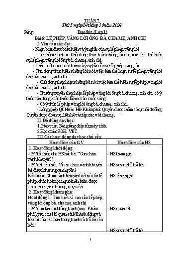 Giáo án Đạo đức + Mĩ thuật + Tiếng Việt Tiểu học - Tuần 7 - Năm học 2024-2025