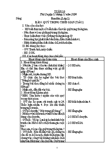 Giáo án Đạo đức + Tiếng Việt Lớp 2+3 - Tuần 10 - Năm học 2024-2025