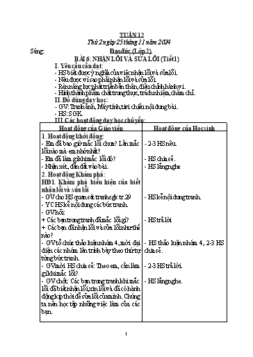 Giáo án Đạo đức + Tiếng Việt Lớp 2+3 - Tuần 12 - Năm học 2024-2025