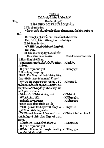 Giáo án Đạo đức + Tiếng Việt Lớp 2+3 - Tuần 13 - Năm học 2024-2025
