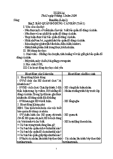 Giáo án Đạo đức + Tiếng Việt Lớp 2+3 - Tuần 14 - Năm học 2024-2025
