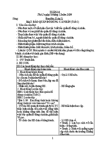 Giáo án Đạo đức + Tiếng Việt Lớp 2+3 - Tuần 15 - Năm học 2024-2025