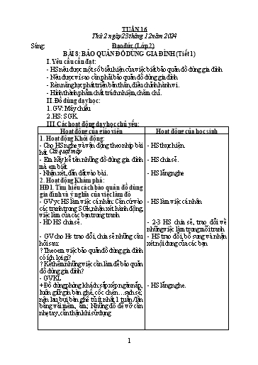 Giáo án Đạo đức + Tiếng Việt Lớp 2+3 - Tuần 16 - Năm học 2024-2025