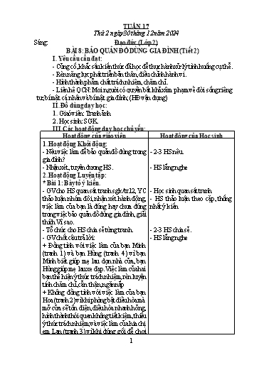 Giáo án Đạo đức + Tiếng Việt Lớp 2+3 - Tuần 17 - Năm học 2024-2025