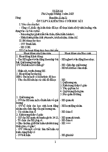 Giáo án Đạo đức + Tiếng Việt Lớp 2+3 - Tuần 18 - Năm học 2024-2025