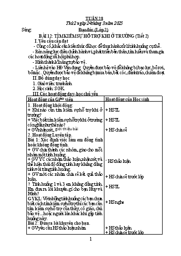 Giáo án Đạo đức + Tiếng Việt Lớp 2+3 - Tuần 28 - Năm học 2024-2025