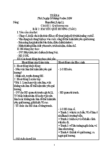 Giáo án Đạo đức + Tiếng Việt Lớp 2+3 - Tuần 4 - Năm học 2024-2025