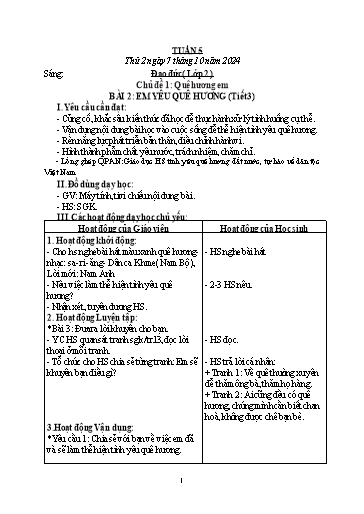 Giáo án Đạo đức + Tiếng Việt Lớp 2+3 - Tuần 5 - Năm học 2024-2025