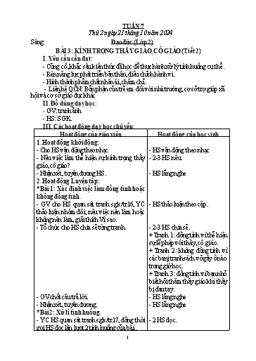 Giáo án Đạo đức + Tiếng Việt Lớp 2+3 - Tuần 7 - Năm học 2024-2025