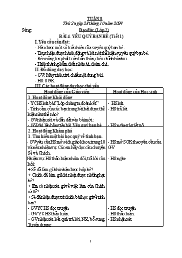 Giáo án Đạo đức + Tiếng Việt Lớp 2+3 - Tuần 8 - Năm học 2024-2025