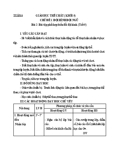 Giáo án Giáo dục thể chất Lớp 1+2+5 (Kết nối tri thức) - Tuần 5