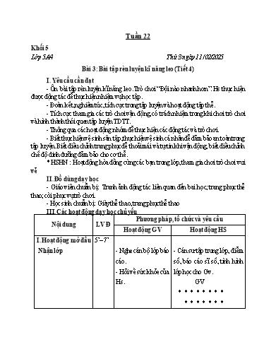Giáo án Giáo dục thể chất Tiểu học (Kết nối tri thức) - Tuần 22