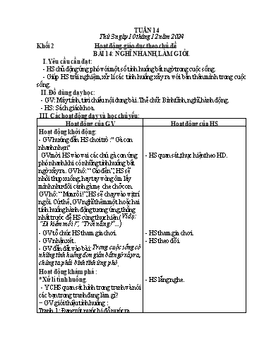 Giáo án Hoạt động giáo dục + Tiếng Việt Lớp 1+2 - Tuần 14 - Năm học 2024-2025