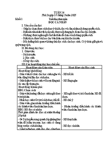 Giáo án Hoạt động giáo dục + Tiếng Việt Lớp 1+2 - Tuần 26 - Năm học 2024-2025