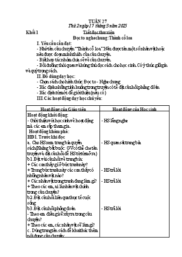 Giáo án Hoạt động giáo dục + Tiếng Việt Lớp 1+2 - Tuần 27 - Năm học 2024-2025