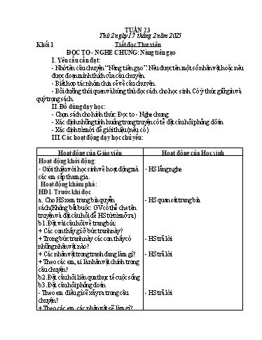 Giáo án Hoạt động trải nghiệm + Tiếng Việt Lớp 1+2 - Tuần 23 - Năm học 2024-2025