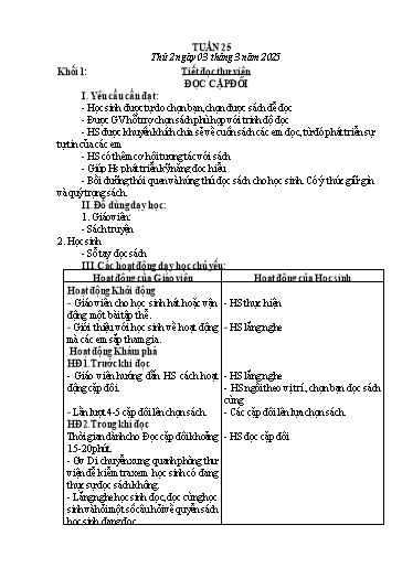Giáo án Hoạt động trải nghiệm + Tiếng Việt Lớp 1+2 - Tuần 25 - Năm học 2024-2025