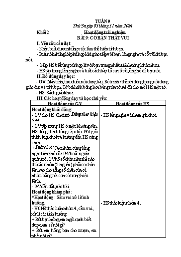 Giáo án Hoạt động trải nghiệm + Tiếng Việt Lớp 1+2 - Tuần 9 - Năm học 2024-2025