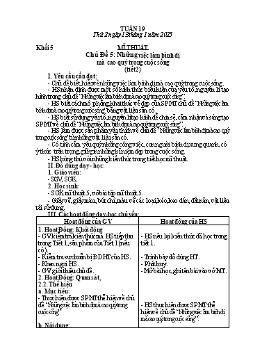 Giáo án Mĩ thuật + Công nghệ + Giáo dục thể chất Tiểu học (Kết nối tri thức) - Tuần 19 - Năm học 2024-2025