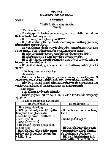 Giáo án Mĩ thuật + Công nghệ + Giáo dục thể chất Tiểu học (Kết nối tri thức) - Tuần 26 - Năm học 2024-2025