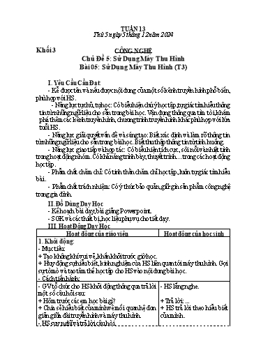 Giáo án Mĩ thuật + Giáo dục thể chất Lớp 1+2+3 (Kết nối tri thức) - Tuần 13 - Năm học 2024-2025