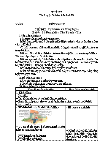 Giáo án Mĩ thuật + Giáo dục thể chất Lớp 1+2+3 (Kết nối tri thức) - Tuần 7 - Năm học 2024-2025