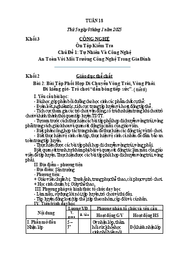 Giáo án Mĩ thuật + Giáo dục thể chất Lớp 1+2+3 (Kết nối tri thức) - Tuần 18 - Năm học 2024-2025