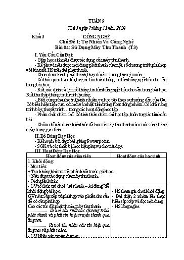 Giáo án Mĩ thuật + Giáo dục thể chất Lớp 1+2+3 (Kết nối tri thức) - Tuần 9 - Năm học 2024-2025