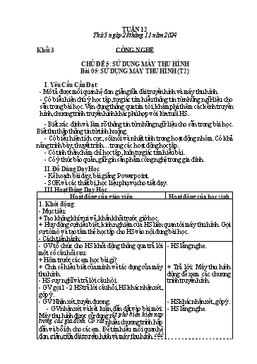 Giáo án Mĩ thuật + Giáo dục thể chất Lớp 1+2+3 (Kết nối tri thức) - Tuần 12 - Năm học 2024-2025
