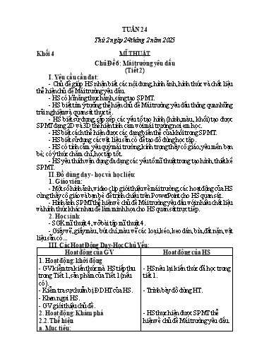 Giáo án Mĩ thuật + Giáo dục thể chất Lớp 3+4+5 (Kết nối tri thức) - Tuần 24 - Năm học 2024-2025