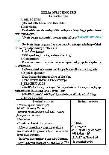 Giáo án Tiếng Anh 5 - Tuần 18