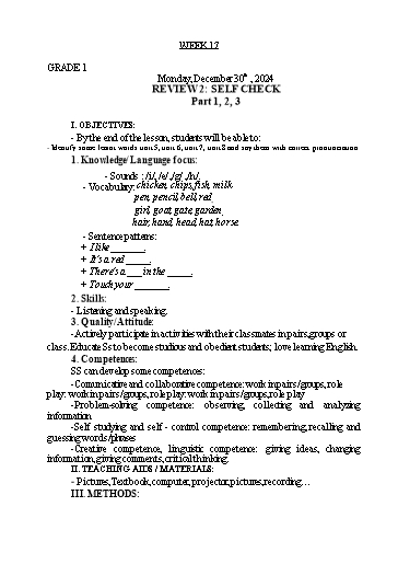 Giáo án Tiếng Anh Lớp 1+3+5 - Tuần 17 - Năm học 2024-2025