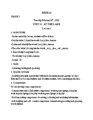 Giáo án Tiếng Anh Lớp 1+3+5 - Tuần 24 - Năm học 2024-2025