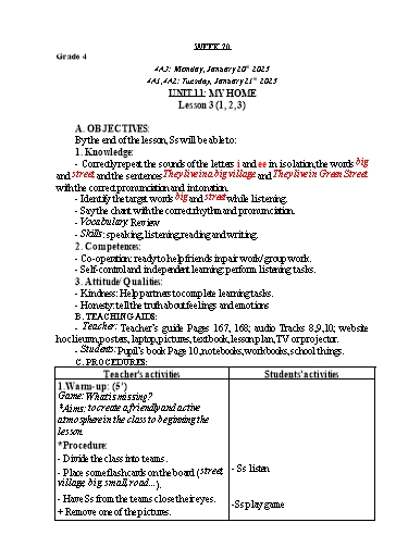 Giáo án Tiếng Anh Lớp 2+4+5 - Tuần 20 - Năm học 2024-2025