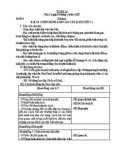 Giáo án Tin học + Công nghệ Khối 3+4+5 - Tuần 24 - Năm học 2024-2025