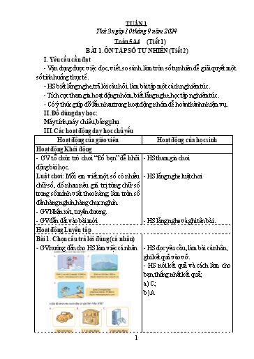 Giáo án Toán + Tiếng Việt Lớp 4+5 (Kết nối tri thức) - Tuần 1 - Năm học 2024-2025